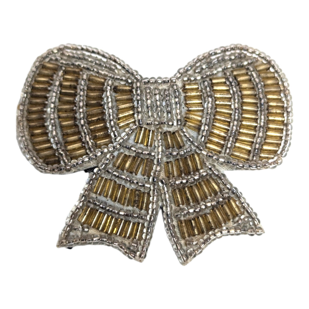 Avon 80s Handmade Fabric Back All That Glitters Sequin Bow Tie Brooch Pin No Box